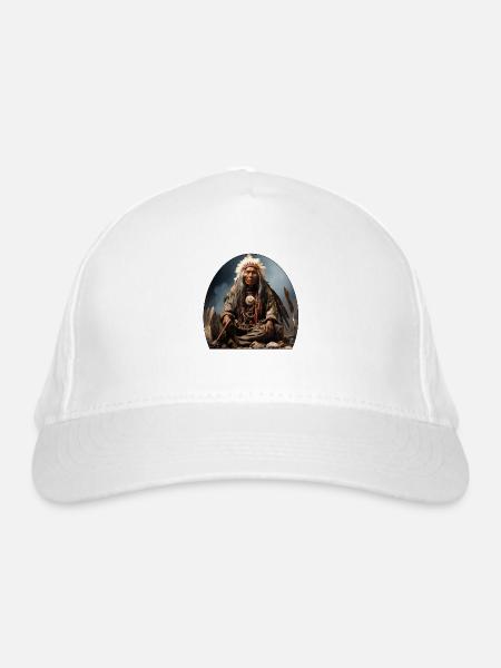 Chef indien avec coiffe de plumes - Casquette classique bio - blanc - Devant