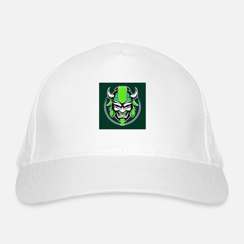 Samurai Mask in Green Organic Baseball Cap