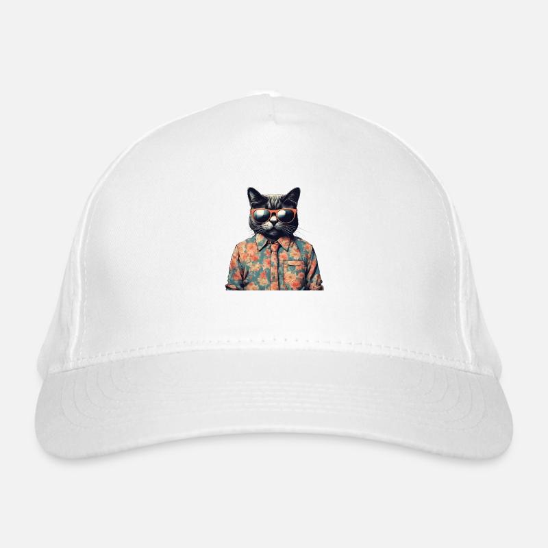 Die Katze und das geblümte Hemd Bio-Baseballkappe