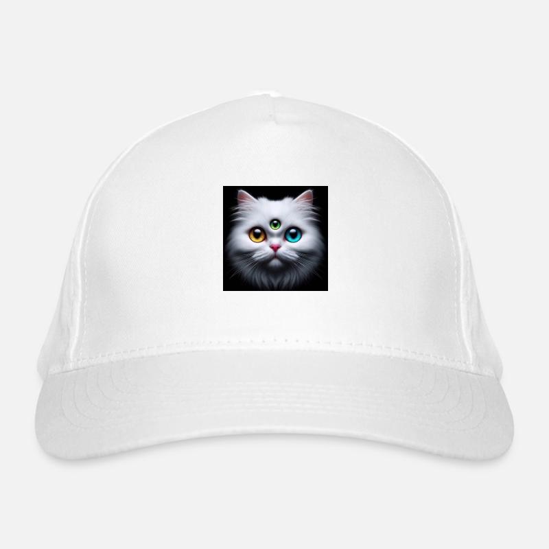 3 eyes cat - Bio-Baseballkappe - Weiß