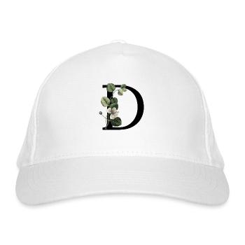 Grüner botanischer Buchstabe - Bio-Baseballkappe - Weiß - Vorne