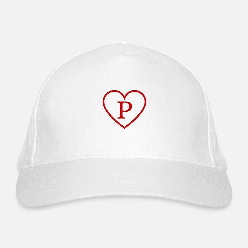 Letter p red heart Organic Baseball Cap