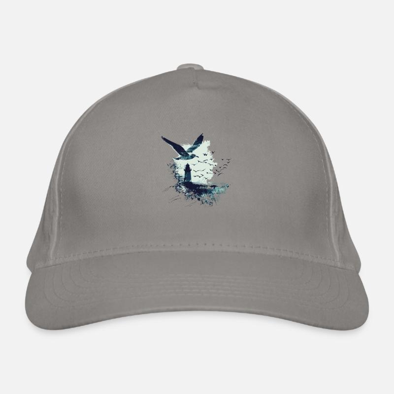 seagull seabird lighthouse Organic Baseball Cap