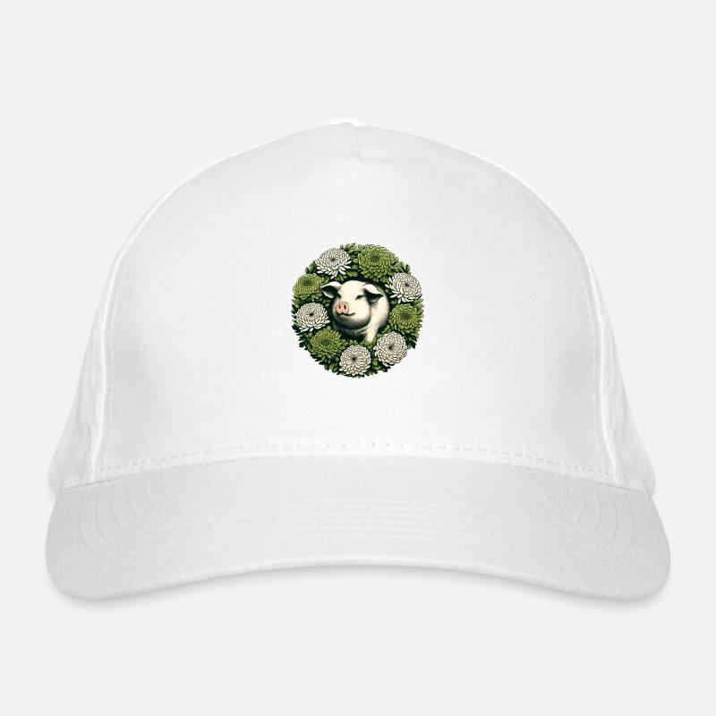 Retro Potbelly Pig Organic Baseball Cap