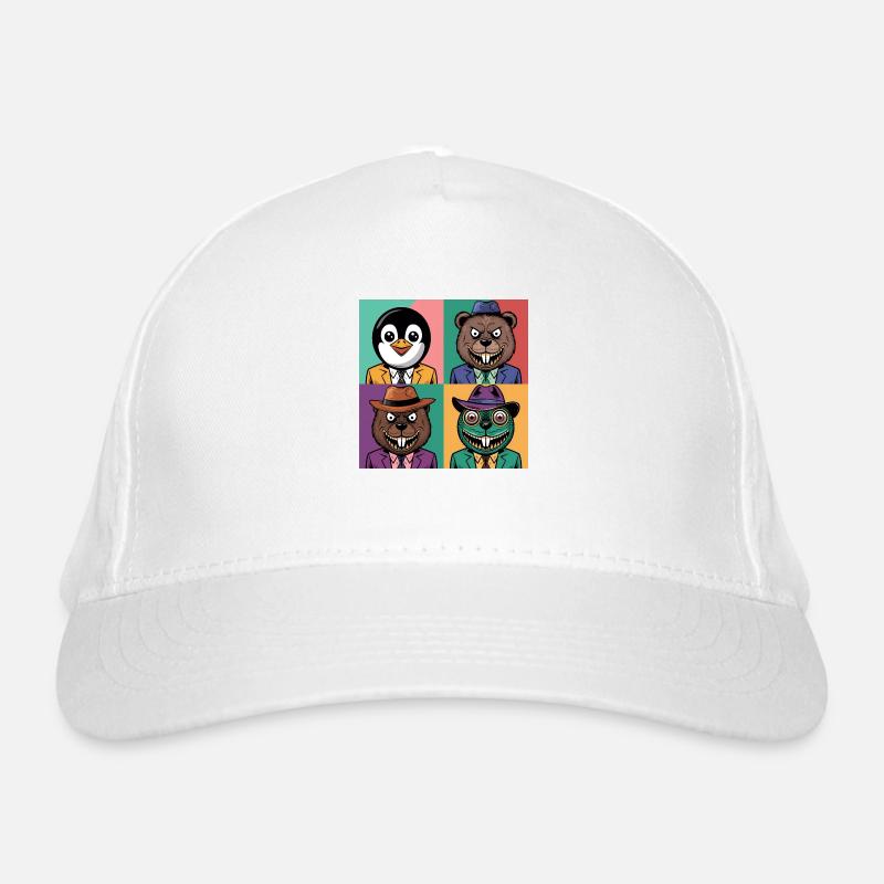 Pop Art Cool pingouin Ours Castor Salamandre Coloré Casquette classique bio