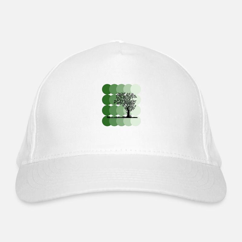 Silhouette Tree with Green Circles Art Organic Baseball Cap