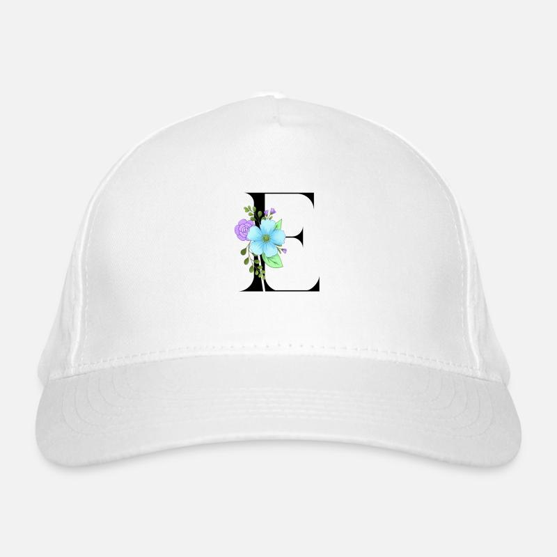 Eleganter Buchstabe 'E' mit Blumen Bio-Baseballkappe