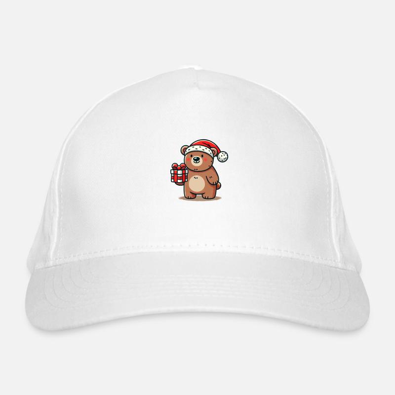 Weihnachtsbär mit Geschenk Bio-Baseballkappe
