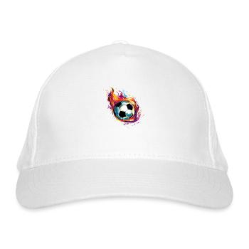 Fußball Flamme Fussballer - Bio-Baseballkappe - Weiß - Vorne