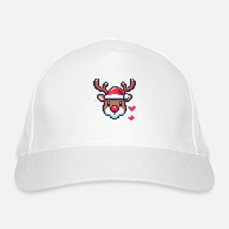 8 bits tête de renne de Noël Casquette classique bio