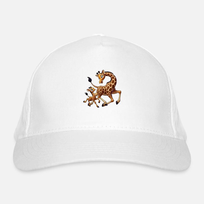 Mère girafe avec enfant gambadant Casquette classique bio
