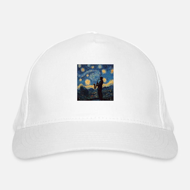 Saxophone Saxophonist Jazz Lover Van Gogh Organic Baseball Cap