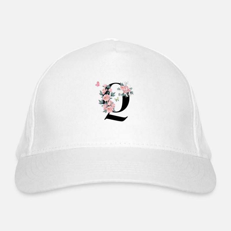 Lettre q fleurs rose Casquette classique bio