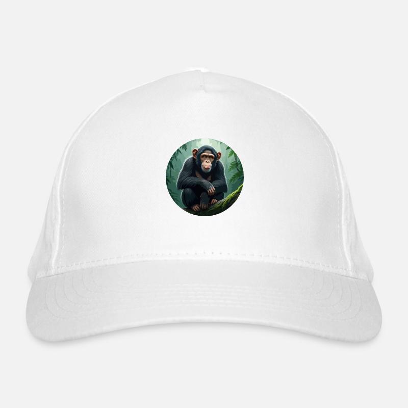 Chimpanzee on tree branch Organic Baseball Cap