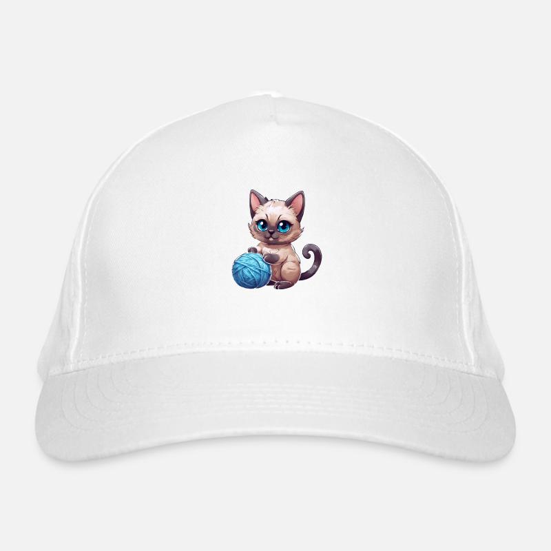 Cat with wool - Organic Baseball Cap - white