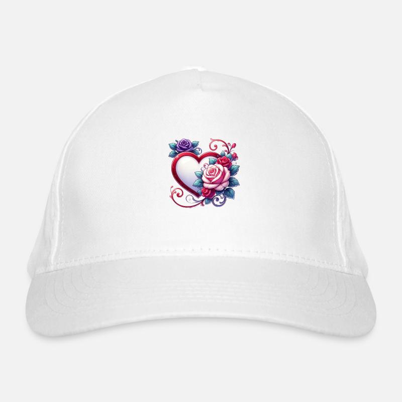 Amour éternel : Roses et cœur Casquette classique bio