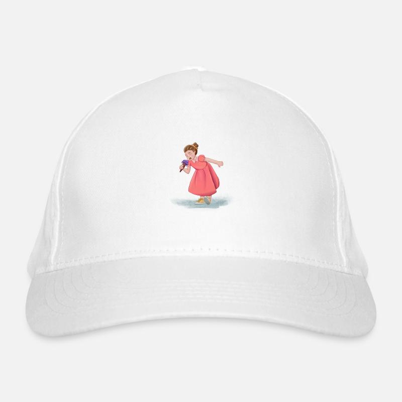 Mädchen mit Kleid und Eis Bio-Baseballkappe