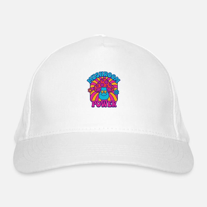Mushroom Power – Psychedelischer Pilz im Retro-Sti Bio-Baseballkappe