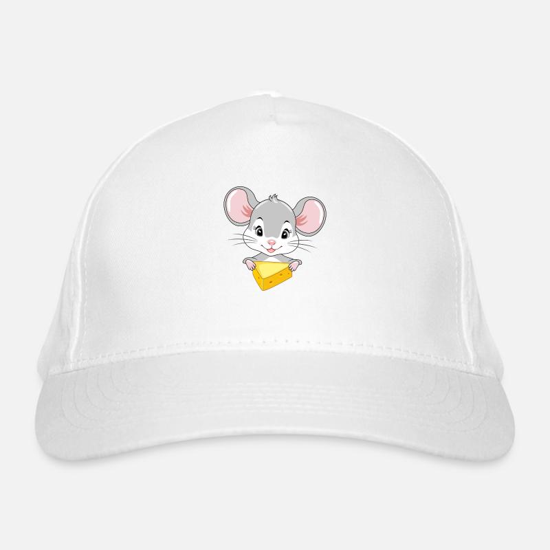 Mignon bébé souris avec un morceau de fromage Casquette classique bio