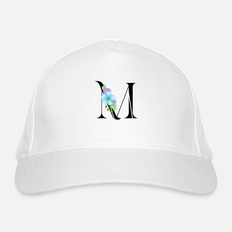 Eleganter Buchstabe 'M' mit Blumen Bio-Baseballkappe