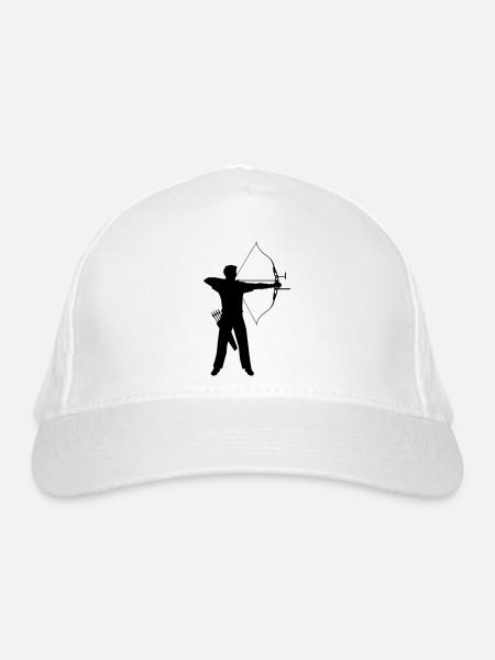Bogenschießen-Bogen und Pfeile - Bio-Baseballkappe - Weiß