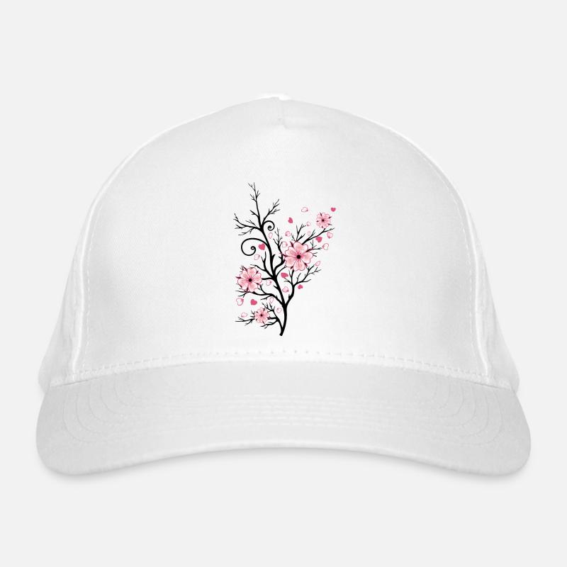 Cherry Tree Cherry Blossoms with Hearts Sakura Spring Organic Baseball Cap