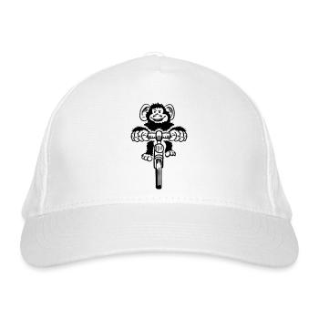 Lustiger Affe auf dem Fahrrad - Bio-Baseballkappe - Weiß - Vorne