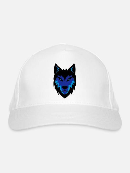wolf_02 - Organic Baseball Cap - white - Front