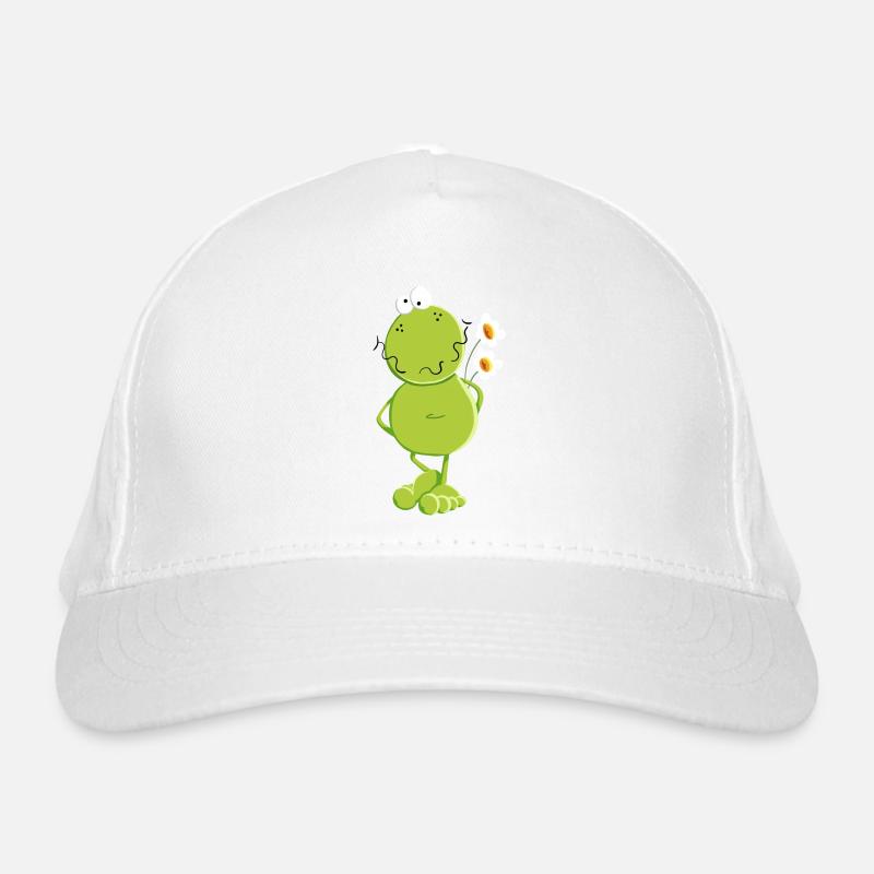 Frosch mit Blumen Bio-Baseballkappe