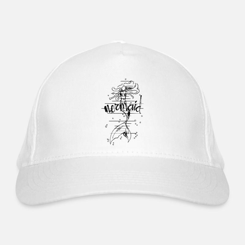 Mermaid line drawing Organic Baseball Cap