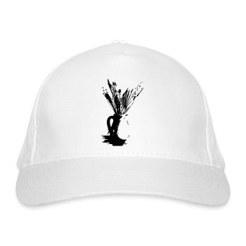 dried flower silhouette in vase - Organic Baseball Cap - white - Front