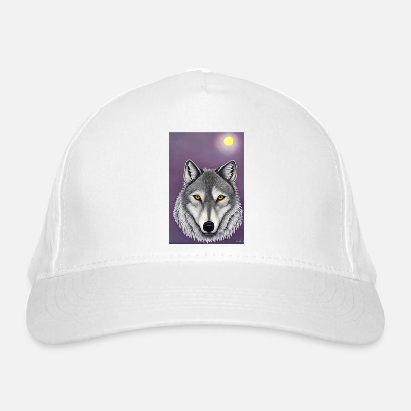 Wolf unter Mond Bio-Baseballkappe
