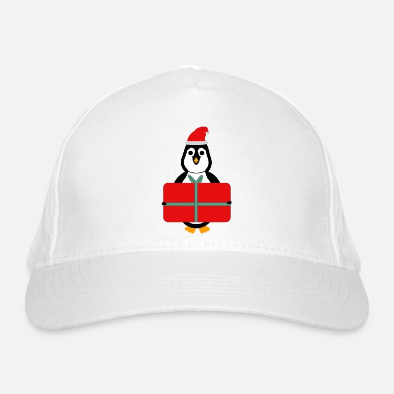 Pinguin mit Geschenk - Weihnachten Bio-Baseballkappe
