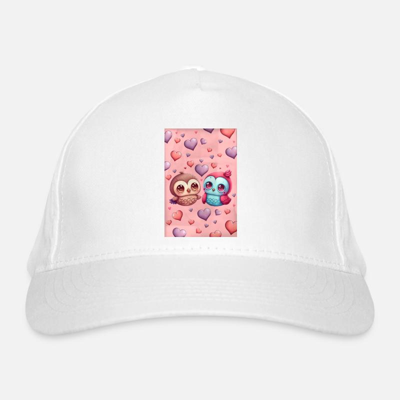 Deux oiseaux mignons entourés de cœurs Casquette classique bio