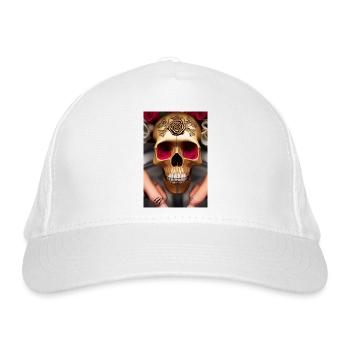 Golden skull with roses - Organic Baseball Cap - white - Front