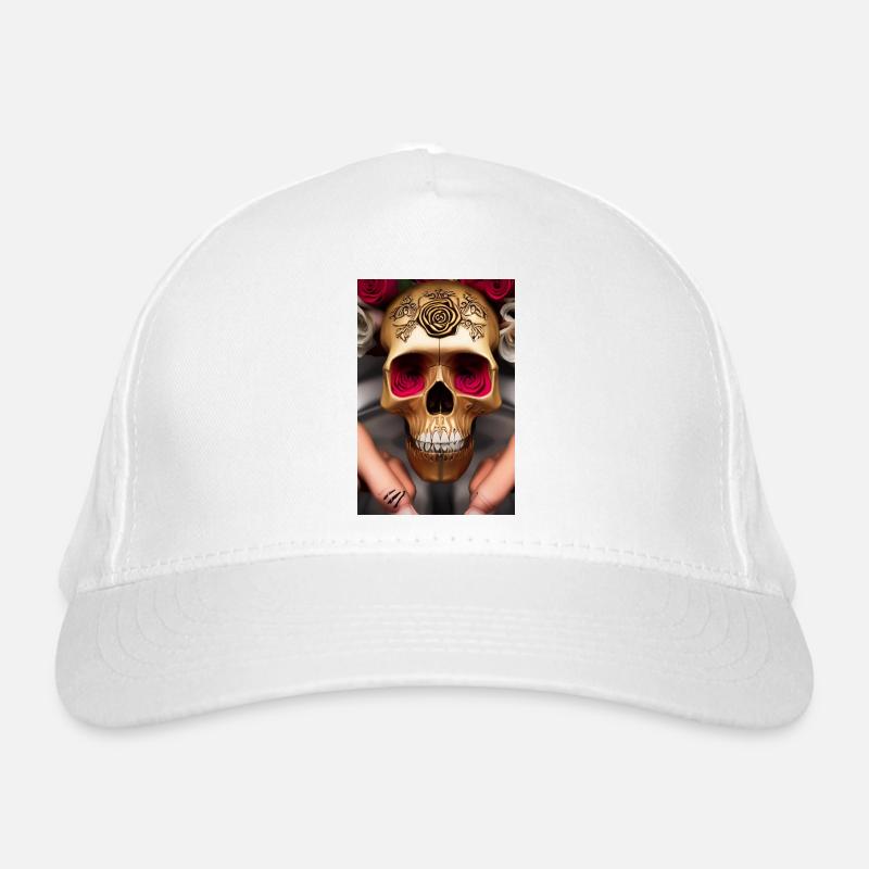 Crâne d’or avec des roses Casquette classique bio