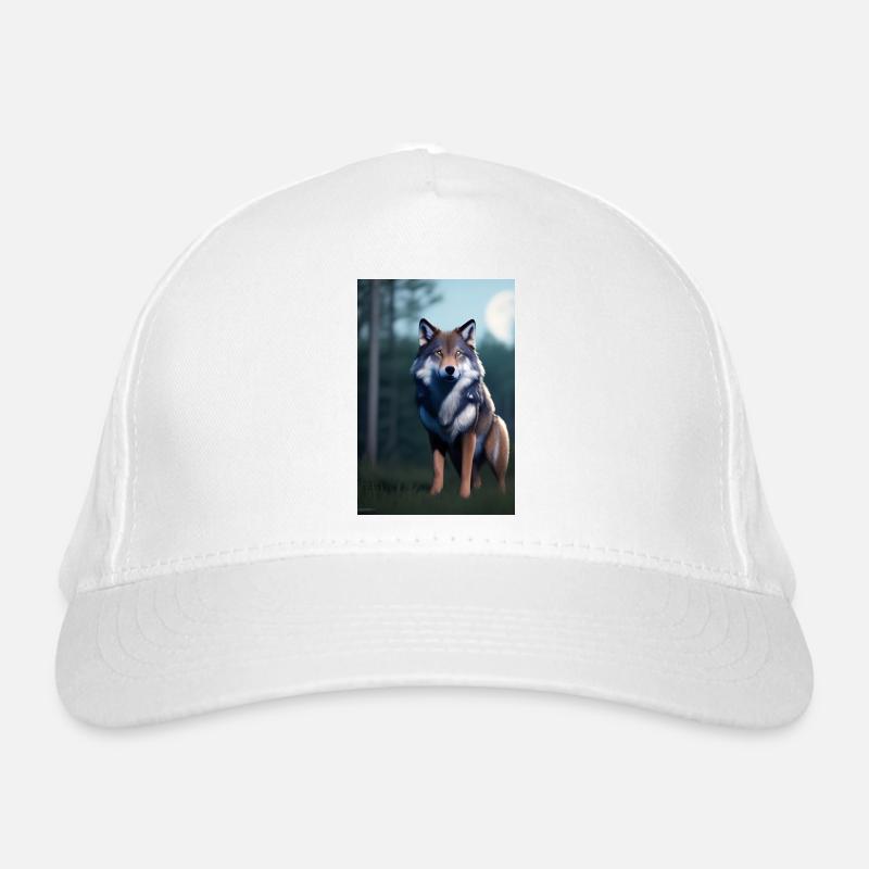 Wolf und Mond Bio-Baseballkappe