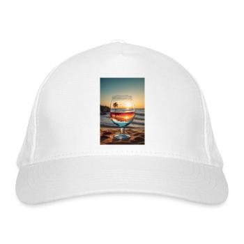 Strand Weinglas - Bio-Baseballkappe - Weiß - Vorne