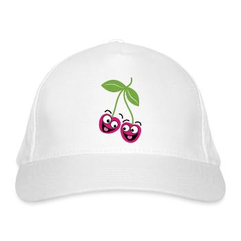 Glückliche Kirschen - Bio-Baseballkappe - Weiß - Vorne