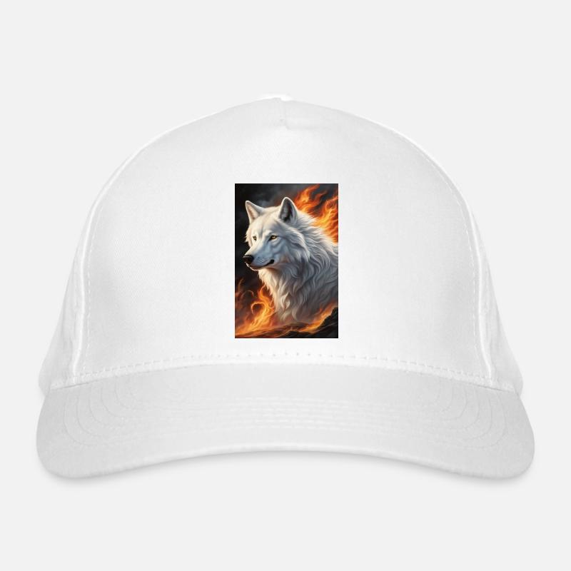 White Animal Feuerwolf Bio-Baseballkappe