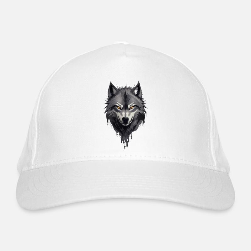 Wolfsangst Dunkler Spooky Wolfskopf Bio-Baseballkappe