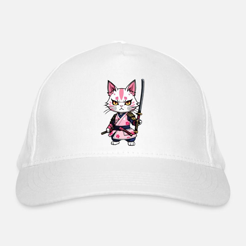 Samurai Cat & Cherry Blossoms #8 Organic Baseball Cap