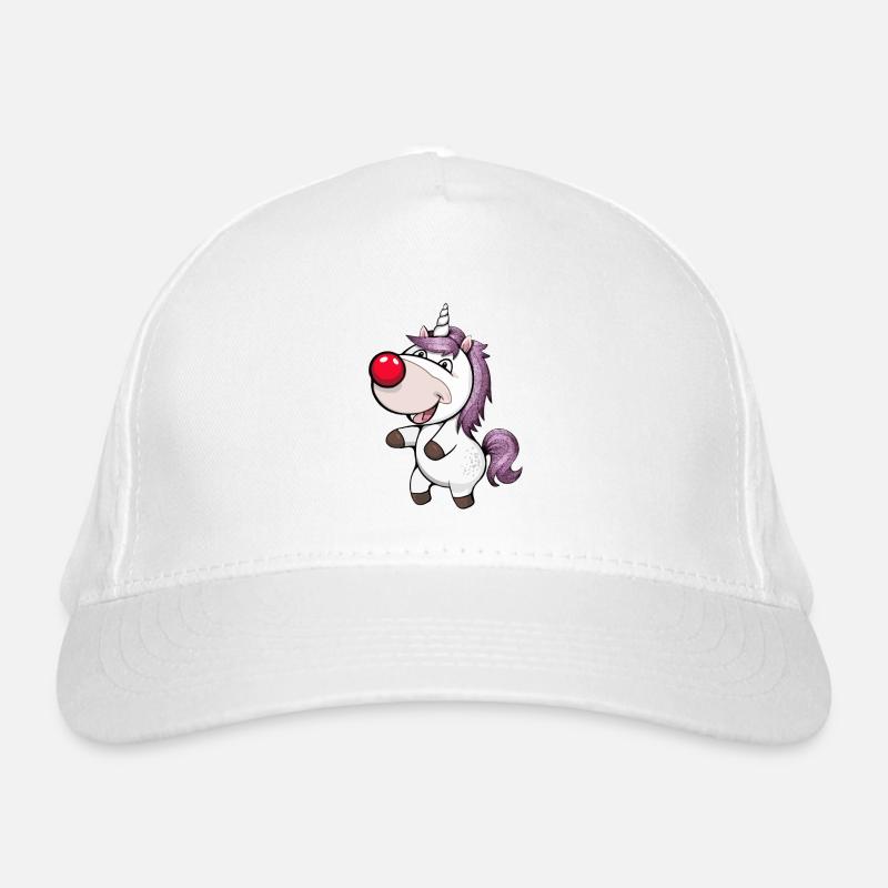 Einhorn Red Nose - Bio-Baseballkappe - Weiß