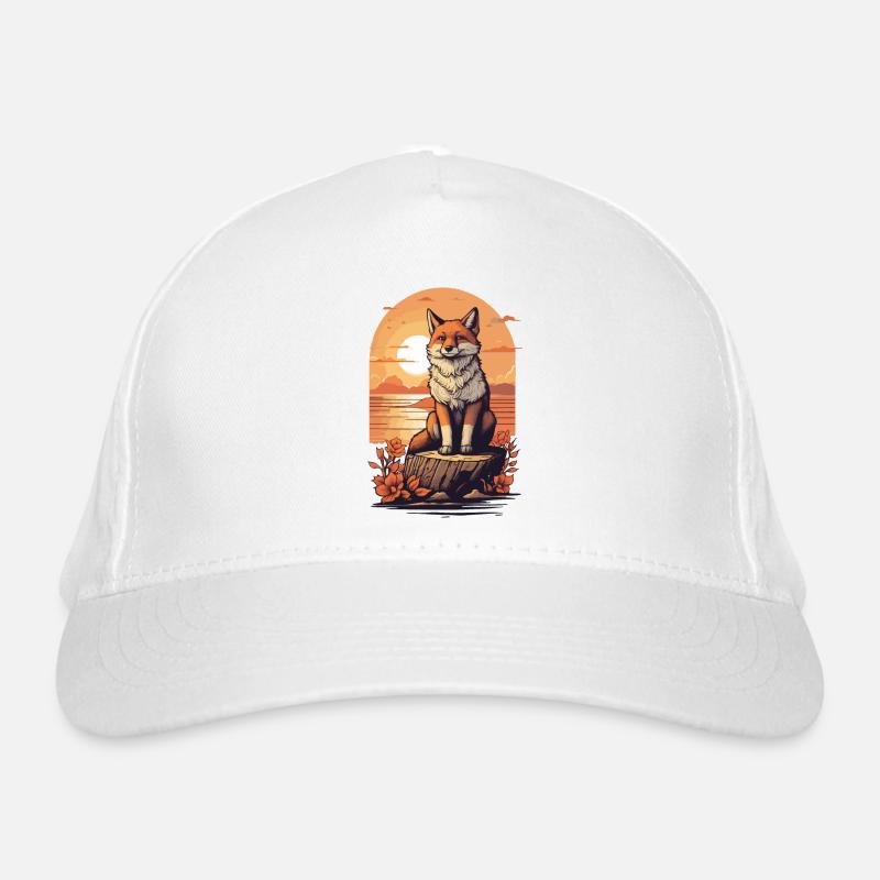 Mignon renard cool regardant le coucher du soleil Casquette classique bio