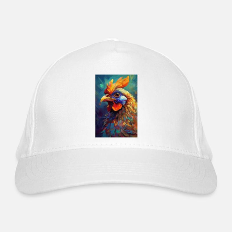 Un portrait de poulet coloré 2 Casquette classique bio