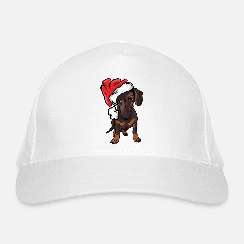 Christmas dachshund in comic style Organic Baseball Cap