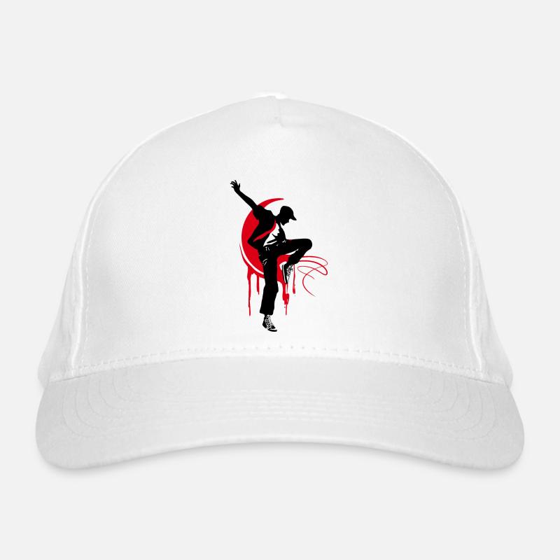 Breakdancer Tänzer Silhouette in Rot Schwarz Bio-Baseballkappe