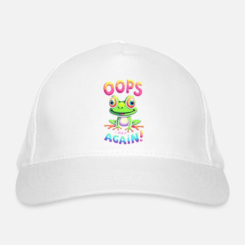 Bunter Frosch mit optimistischer Botschaft Bio-Baseballkappe