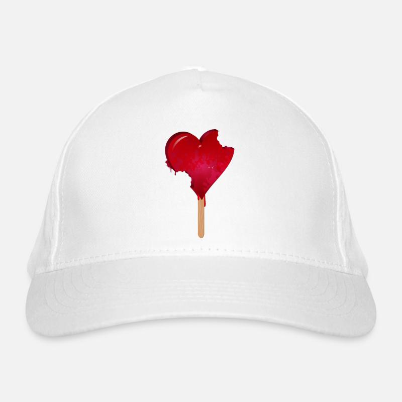 Rotes Herz Eis mit Biss Bio-Baseballkappe