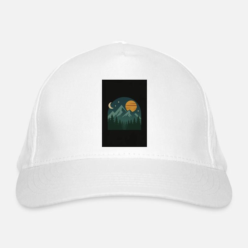 Night Mountain Landscape Illustration Organic Baseball Cap